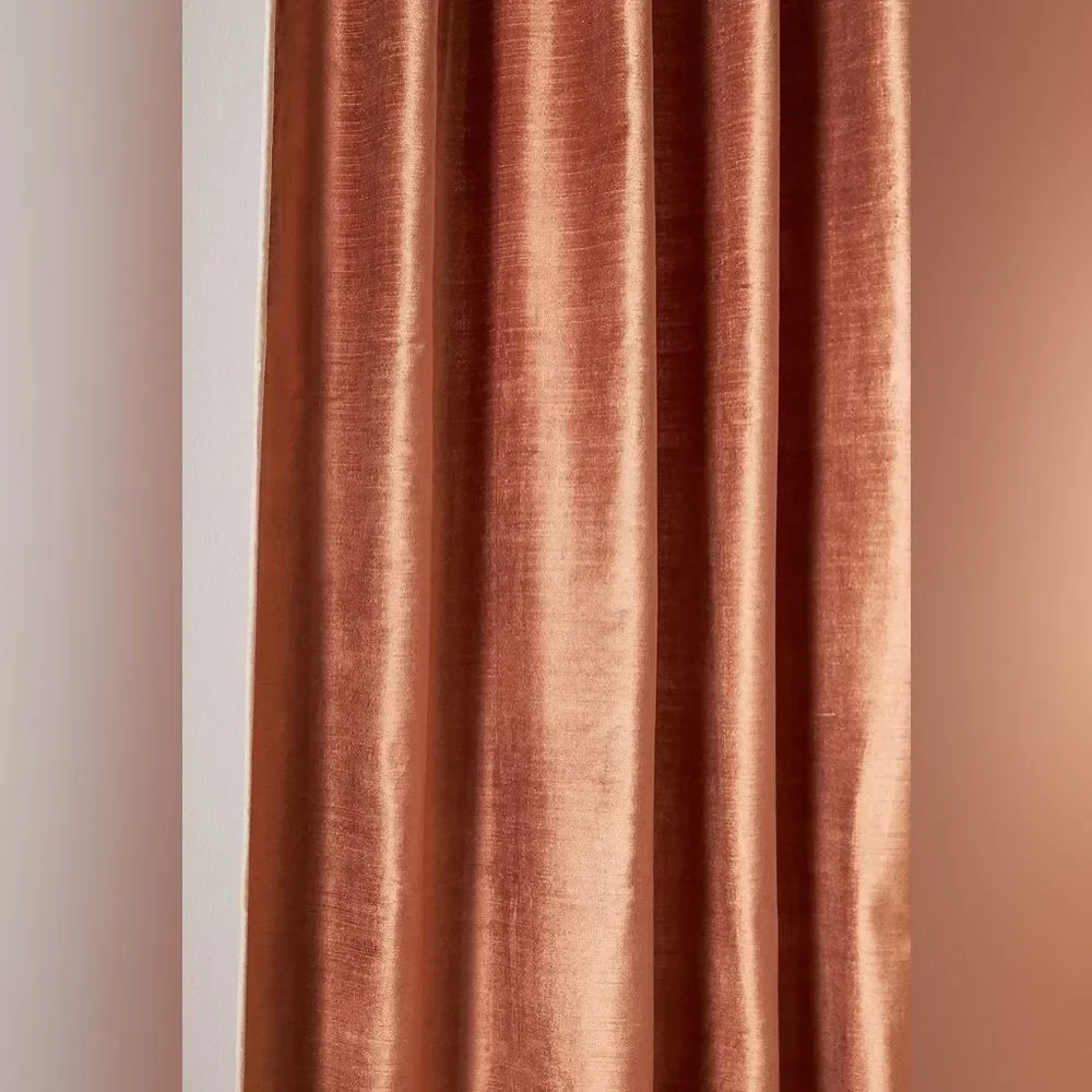 New Anthropologie Adelina Piped Velvet Woven Curtain 50”x96” One panel